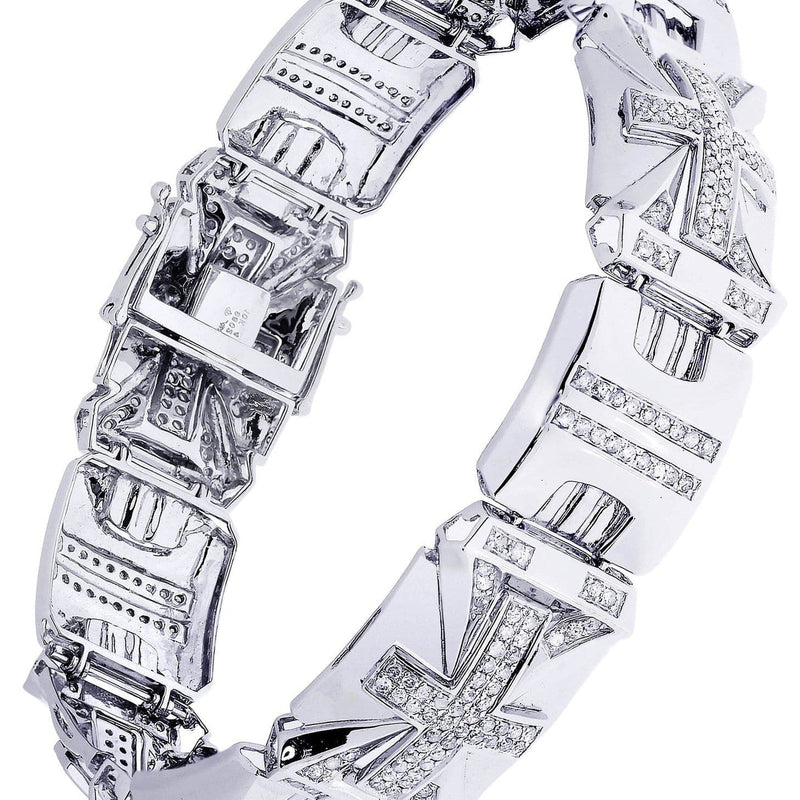 Mens Diamond Bracelet White Gold| 2.77 Carats| 34.7 Grams