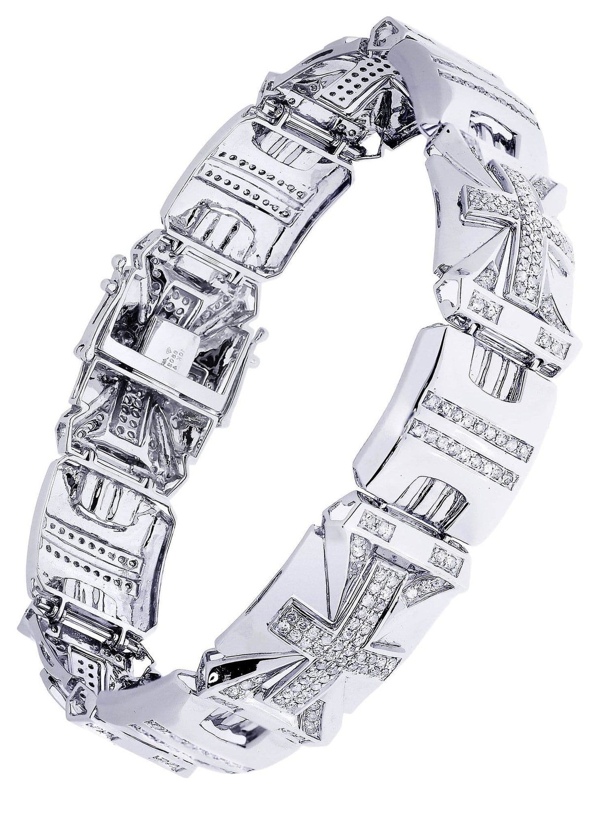 Mens Diamond Bracelet White Gold| 2.77 Carats| 34.7 Grams