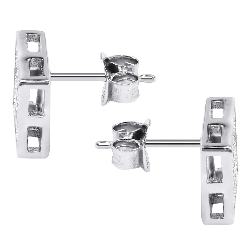 Silver Micro Pave Clear Square CZ Stud Earrings | Appx. 2.1 Grams
