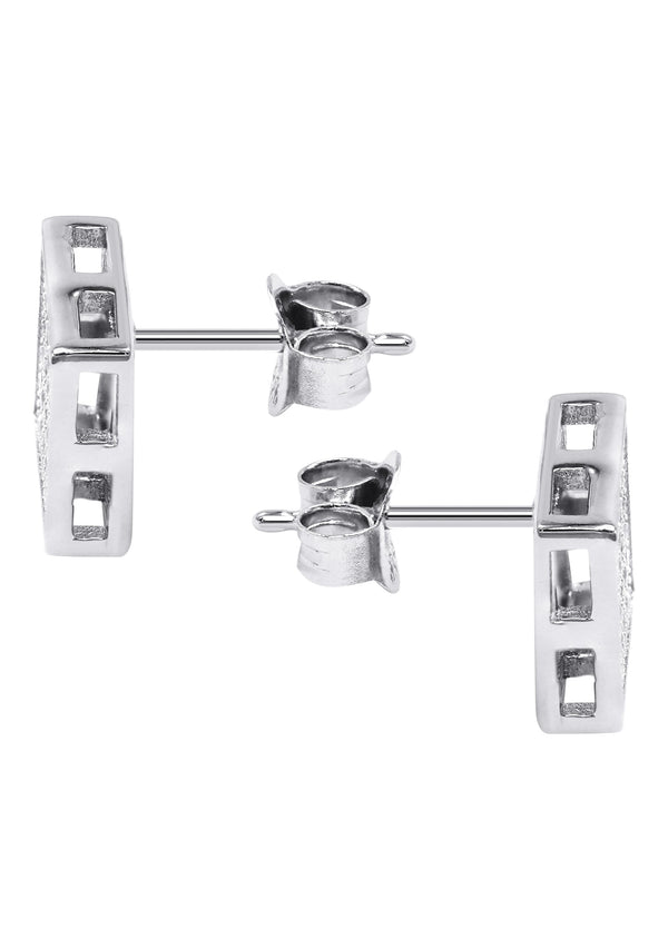 Silver Micro Pave Clear Square CZ Stud Earrings | Appx. 2.1 Grams