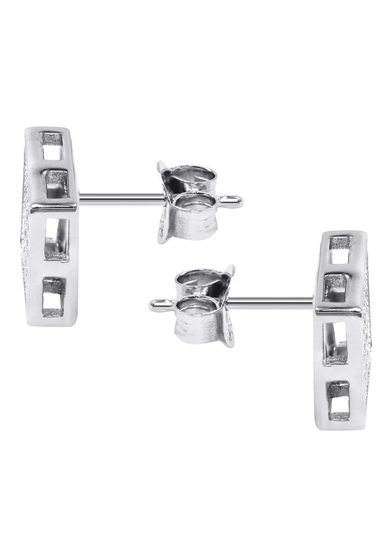 Silver Micro Pave Clear Square CZ Stud Earrings | Appx. 2.1 Grams
