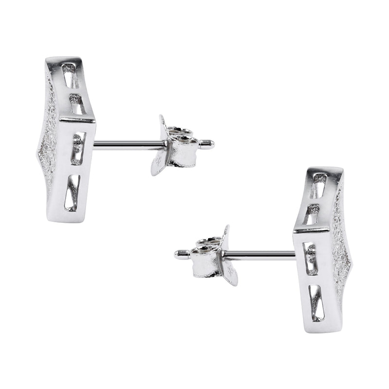 Silver Micro Pave Clear Square CZ Stud Earrings | Appx. 2.3 Grams