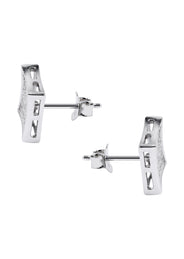Silver Micro Pave Clear Square CZ Stud Earrings | Appx. 2.3 Grams