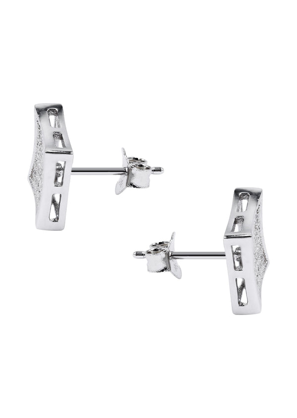 Silver Micro Pave Clear Square CZ Stud Earrings | Appx. 2.3 Grams