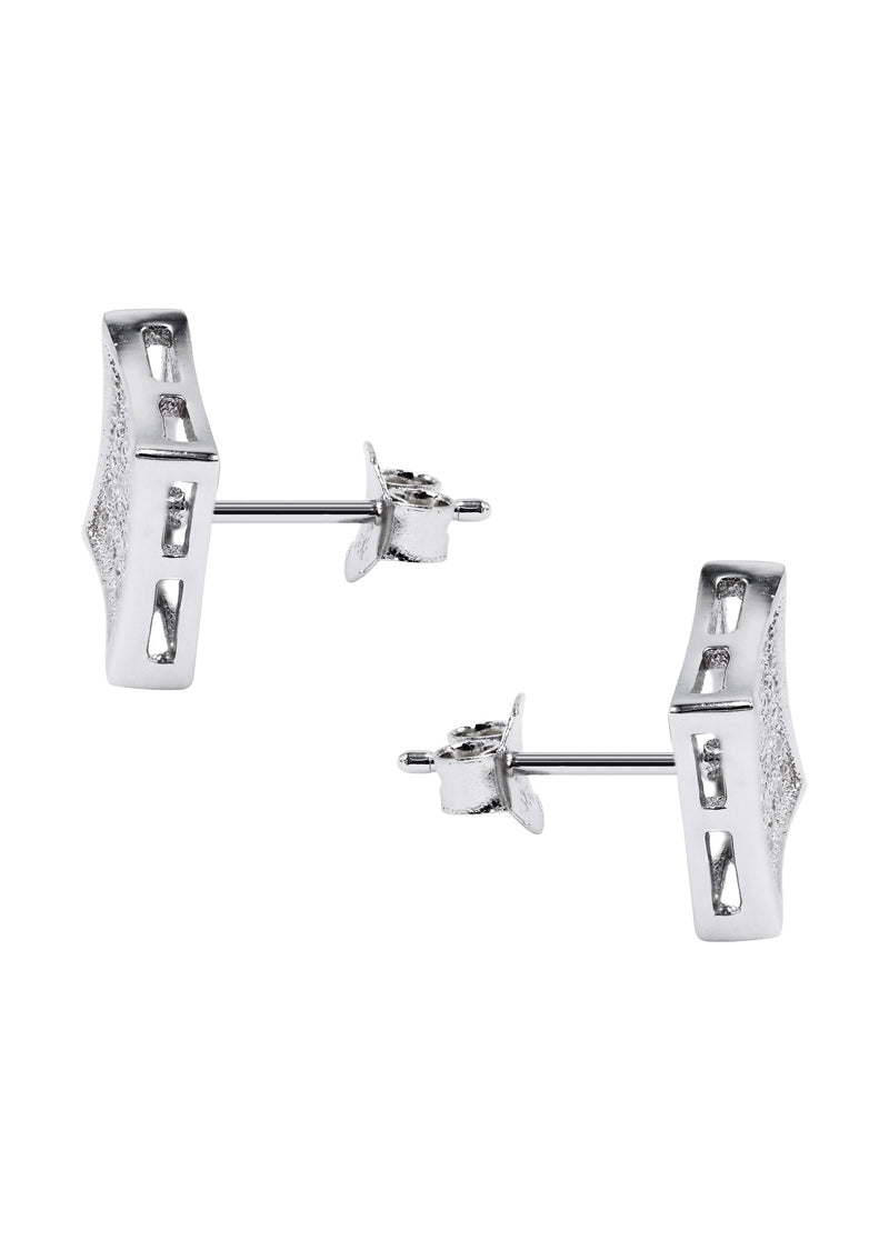 Silver Micro Pave Clear Square CZ Stud Earrings | Appx. 2.3 Grams