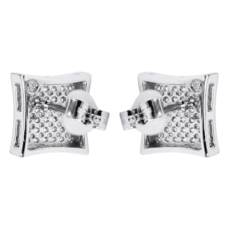 Silver Micro Pave Clear Square CZ Stud Earrings | Appx. 2.3 Grams