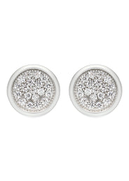 Silver Micro Pave Clear Circle CZ Stud Earrings | Appx. 3 Grams