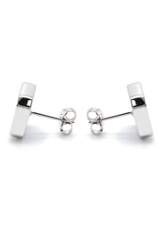Silver Micro Pave Clear Round CZ Earrings | Appx. 3.5 Grams