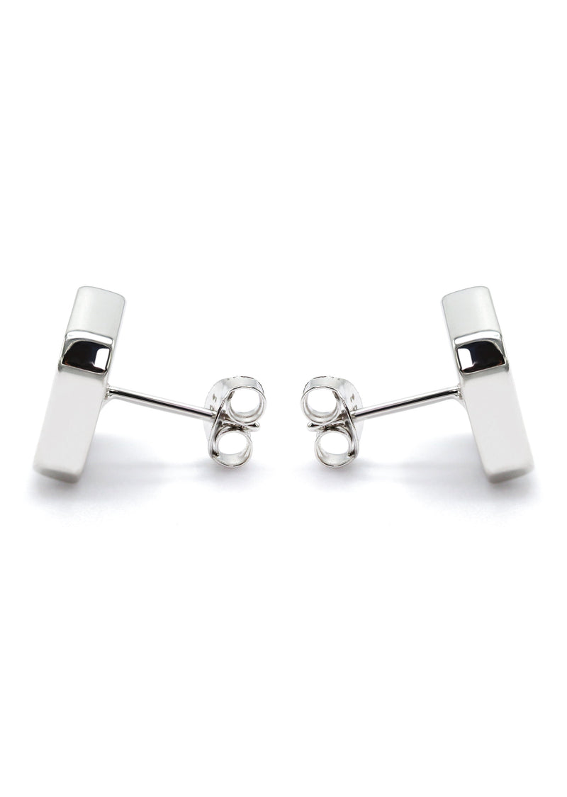 Silver Micro Pave Clear Round CZ Earrings | Appx. 3.5 Grams