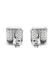 Silver Micro Pave Clear Round CZ Earrings | Appx. 3.5 Grams