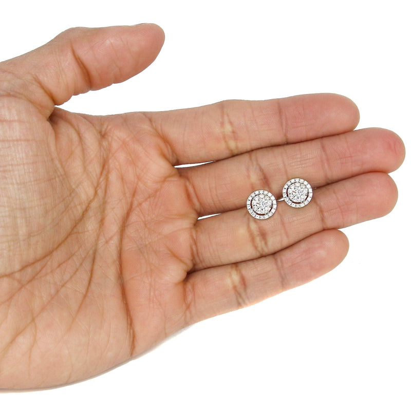 Mens Stud Diamond Earrings | 1.1 Carats 14K White Gold