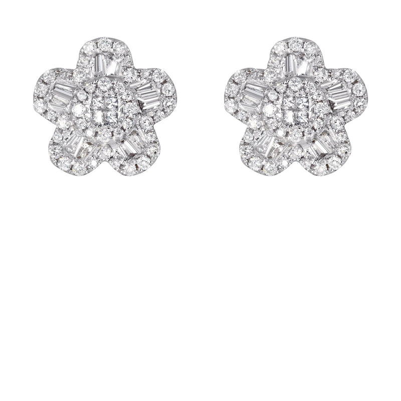 Mens Stud Diamond Earrings | 1.05 Carats 14K White Gold
