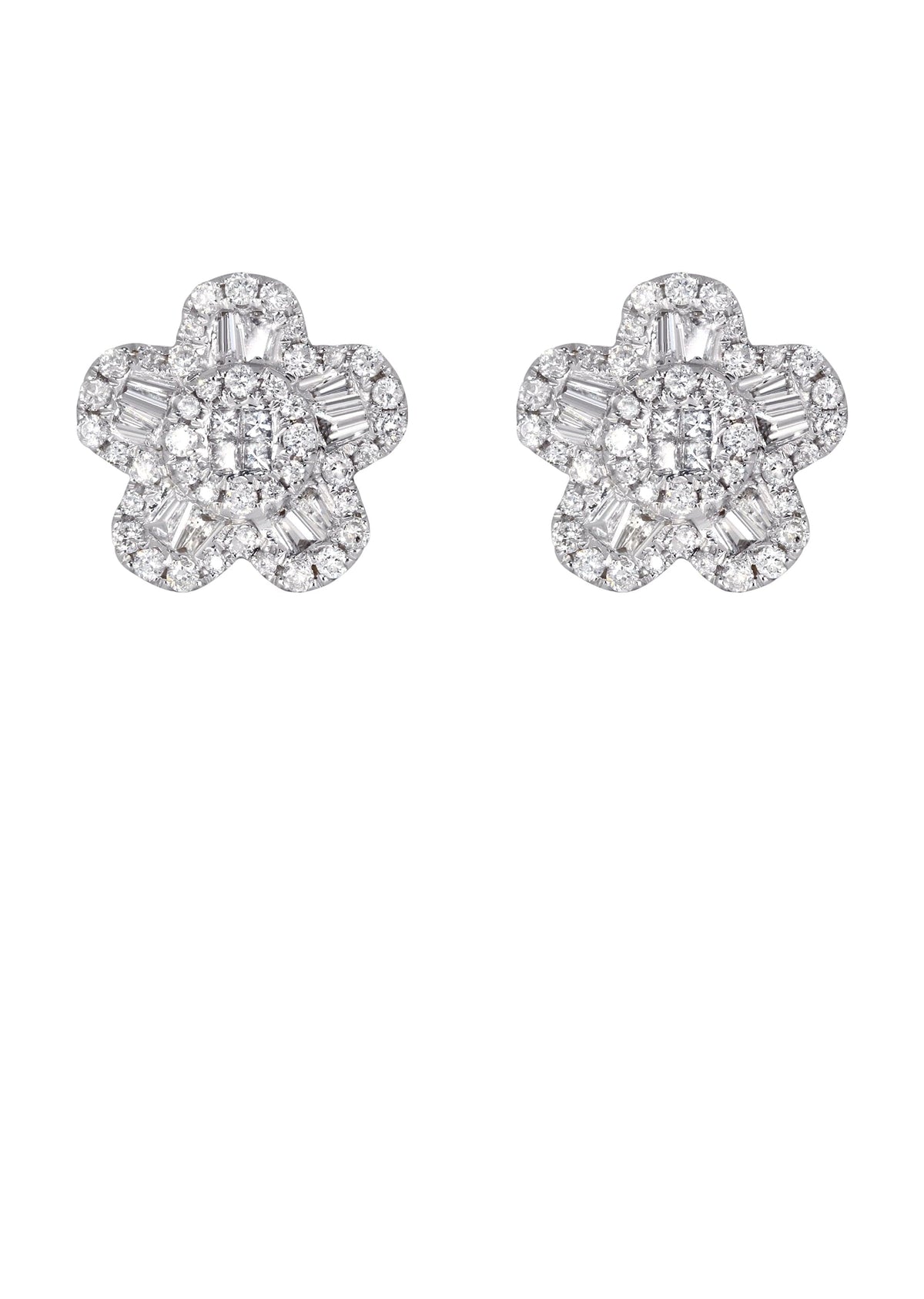 Mens Stud Diamond Earrings | 1.05 Carats 14K White Gold
