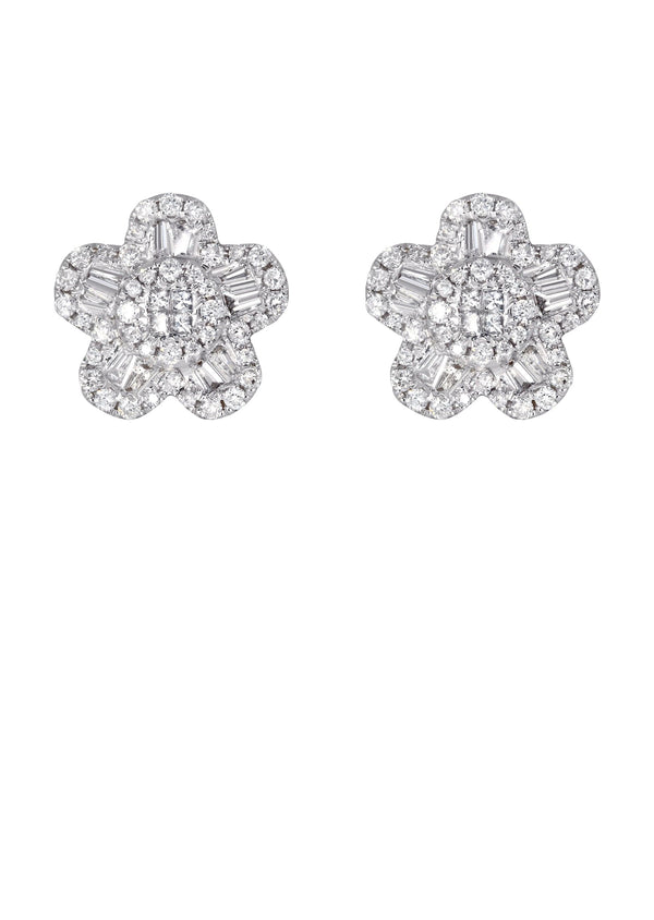 Mens Stud Diamond Earrings | 1.05 Carats 14K White Gold