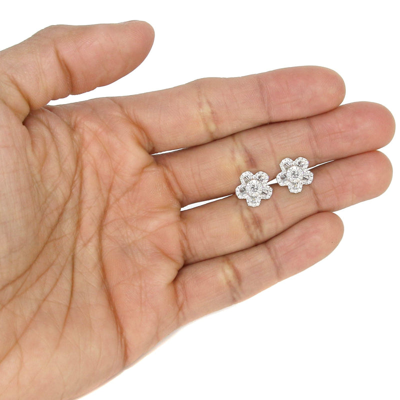Mens Stud Diamond Earrings | 1.05 Carats 14K White Gold