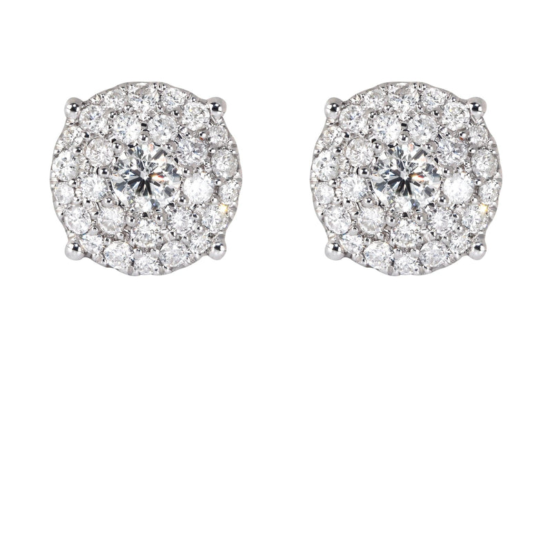 Mens Stud Diamond Earrings | 1.38 Carats 14K White Gold