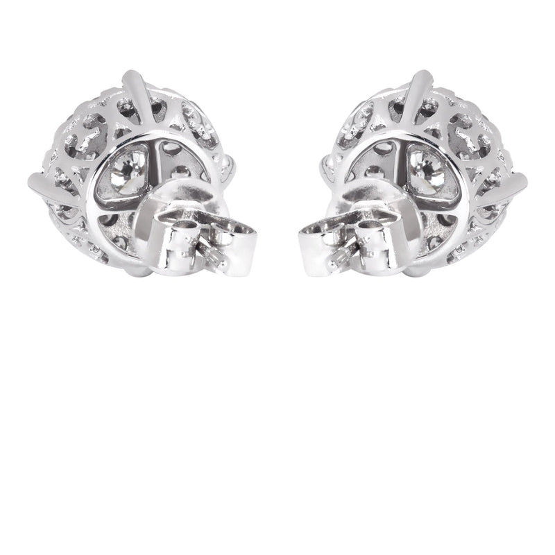 Mens Stud Diamond Earrings | 1.38 Carats 14K White Gold