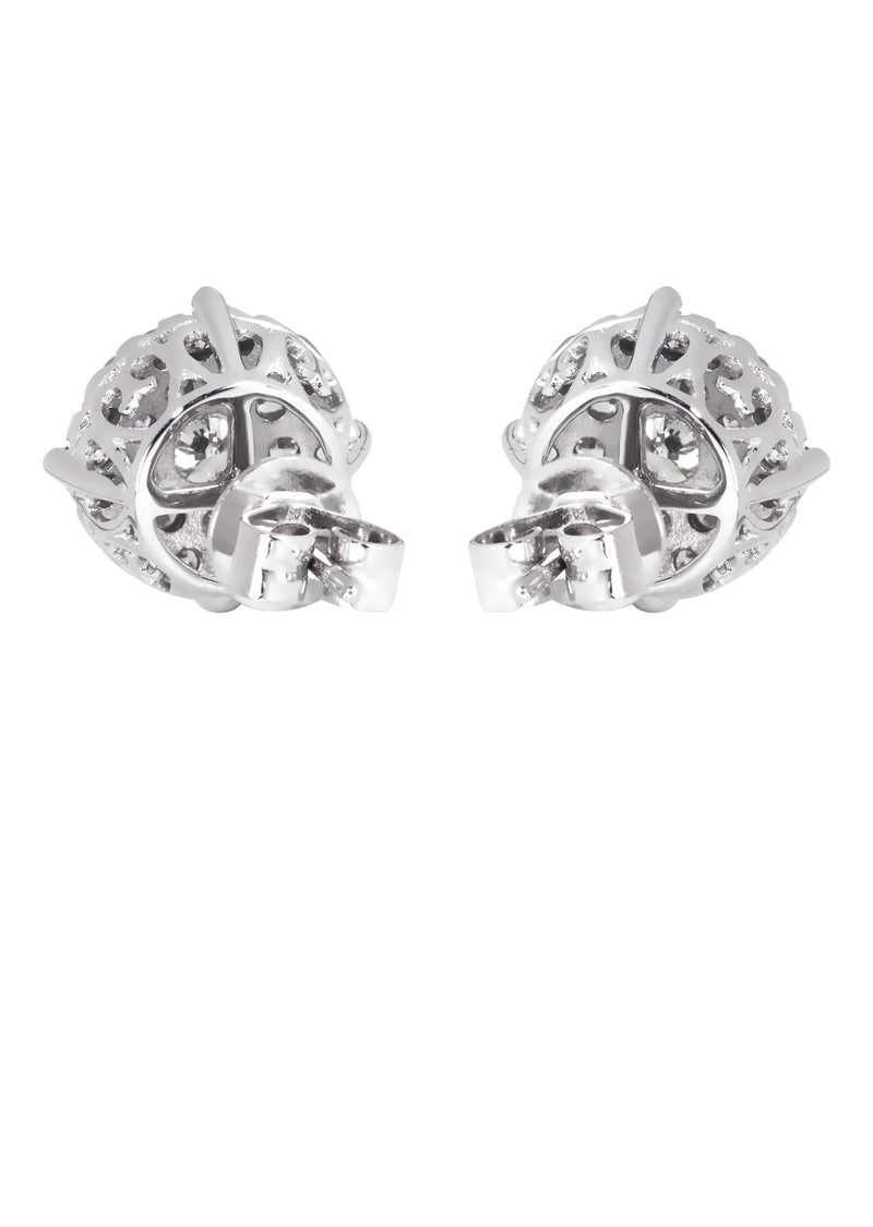 Mens Stud Diamond Earrings | 1.38 Carats 14K White Gold