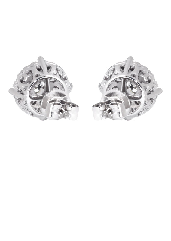 Mens Stud Diamond Earrings | 1.38 Carats 14K White Gold