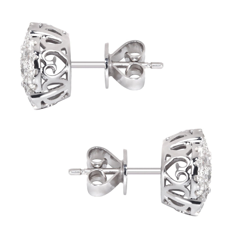 Mens Stud Diamond Earrings | 1.38 Carats 14K White Gold
