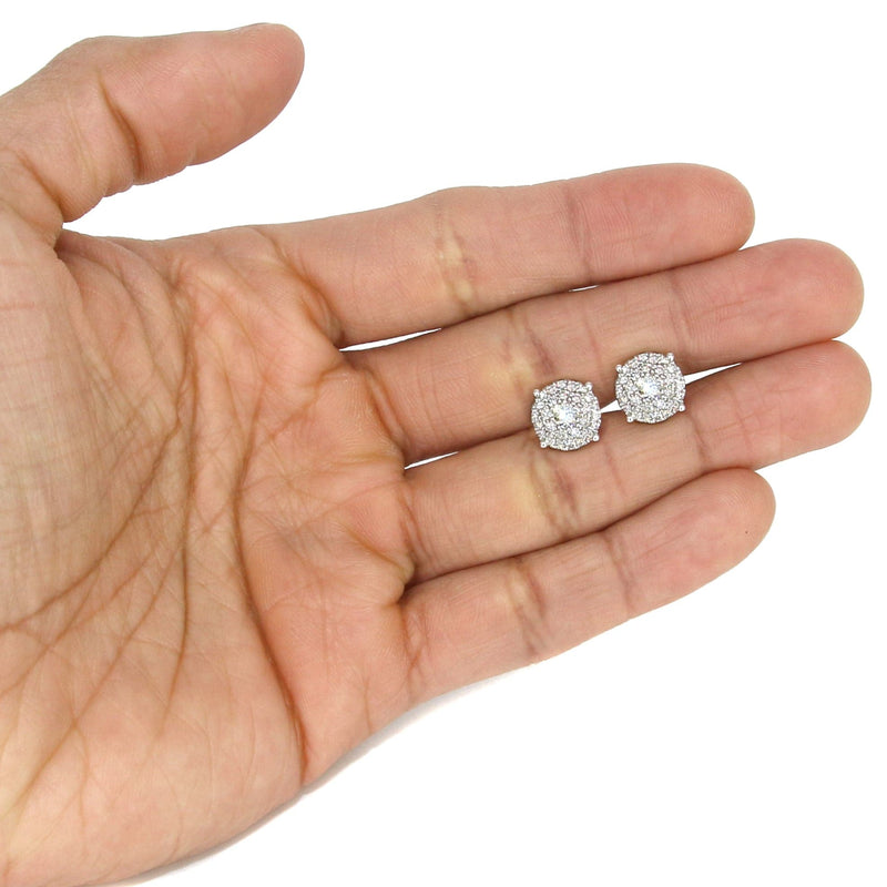 Mens Stud Diamond Earrings | 1.38 Carats 14K White Gold
