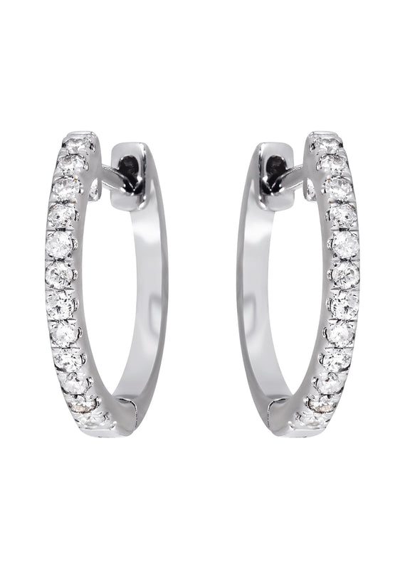 Mens Diamond Earrings | 0.25 Carats 14K White Gold