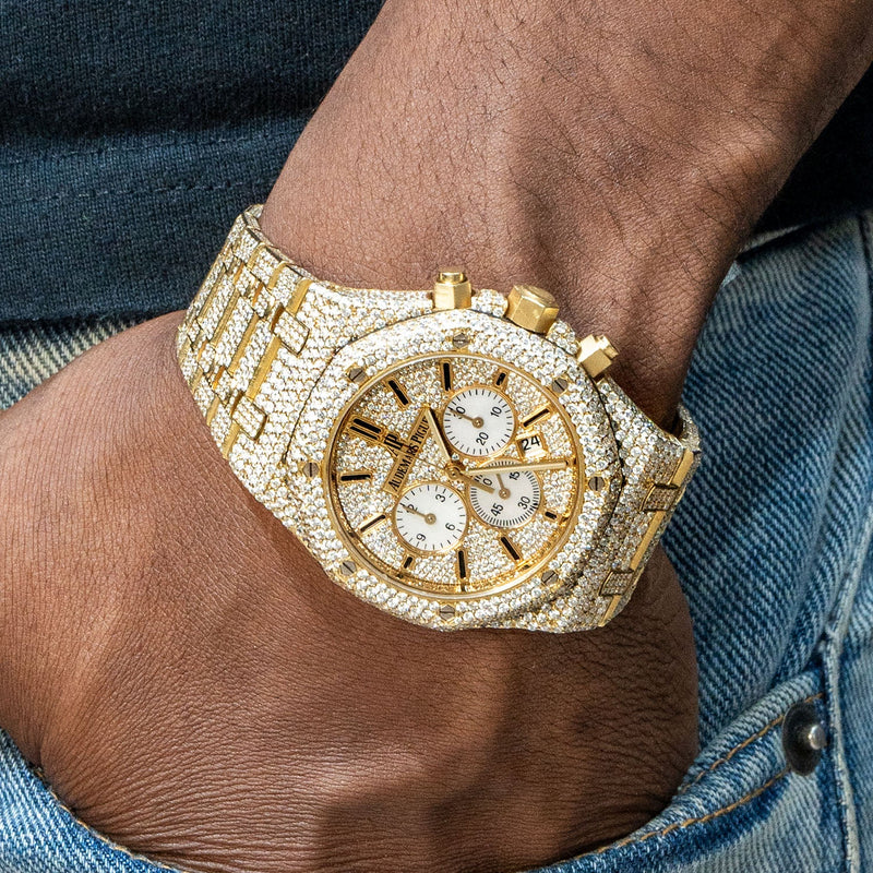 Audemars Piguet RoyalOak Chrono |  18K Gold Diamond Iced Out | 41 MM | 25 Carats