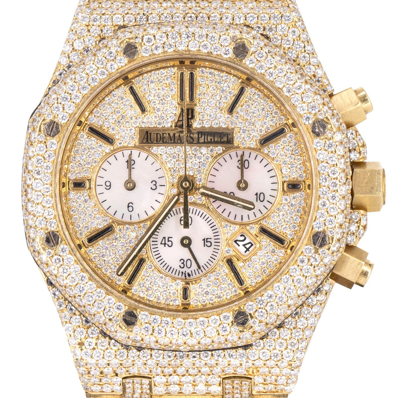 Audemars Piguet RoyalOak Chrono |  18K Gold Diamond Iced Out | 41 MM | 25 Carats