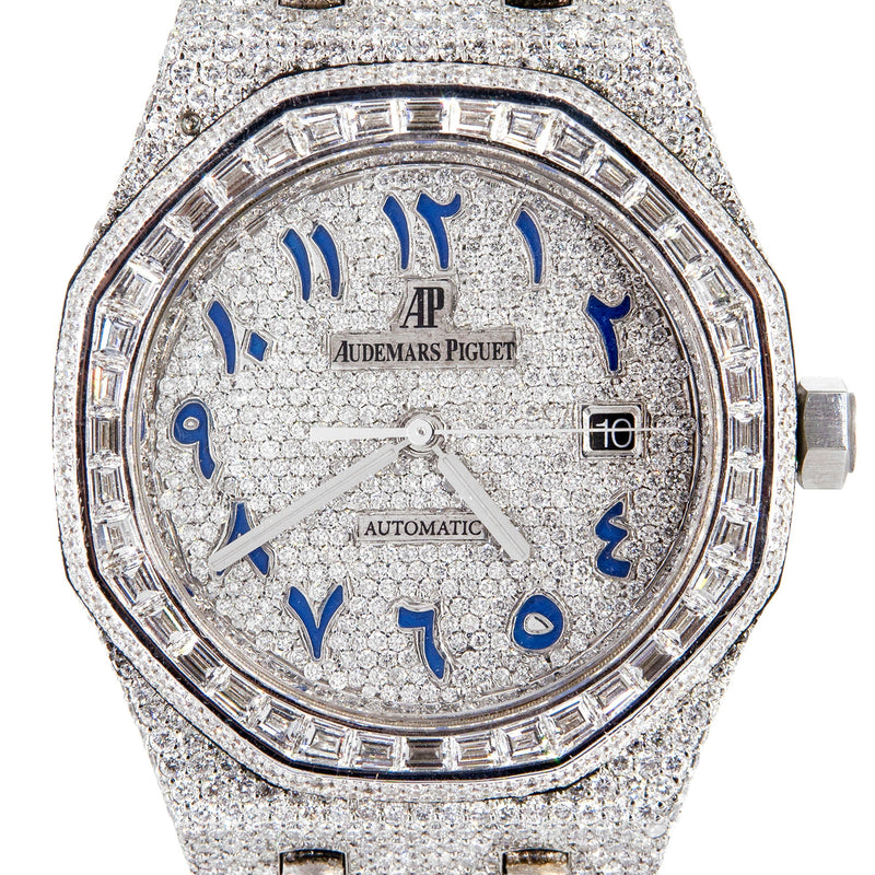 Audemars Piguet Royal Oak | Iced Out | 41 MM | 25 Carats | Round and Baguette Cut Diamonds