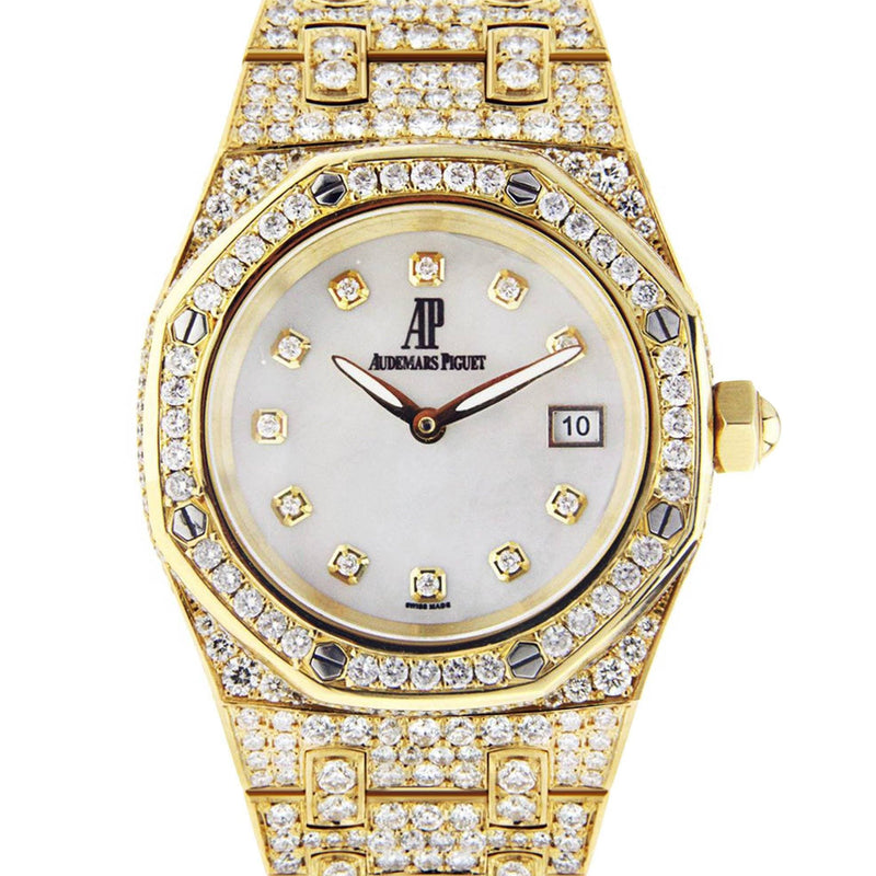 Diamond Audemars Piguet Royal Oak Watch For Women | 18K Yellow Gold | 33 Mm