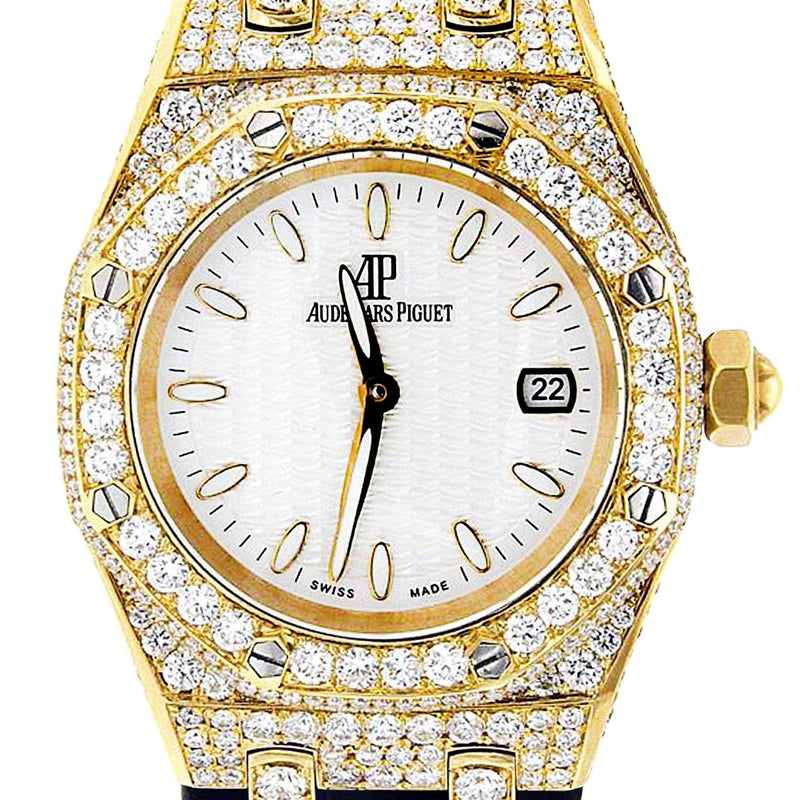 Diamond Audemars Piguet Royal Oak Watch For Women | 18K Yellow Gold | 33 Mm