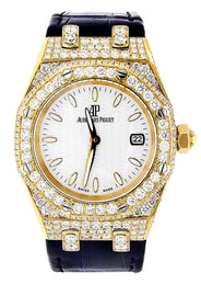 Diamond Audemars Piguet Royal Oak Watch For Women | 18K Yellow Gold | 33 Mm