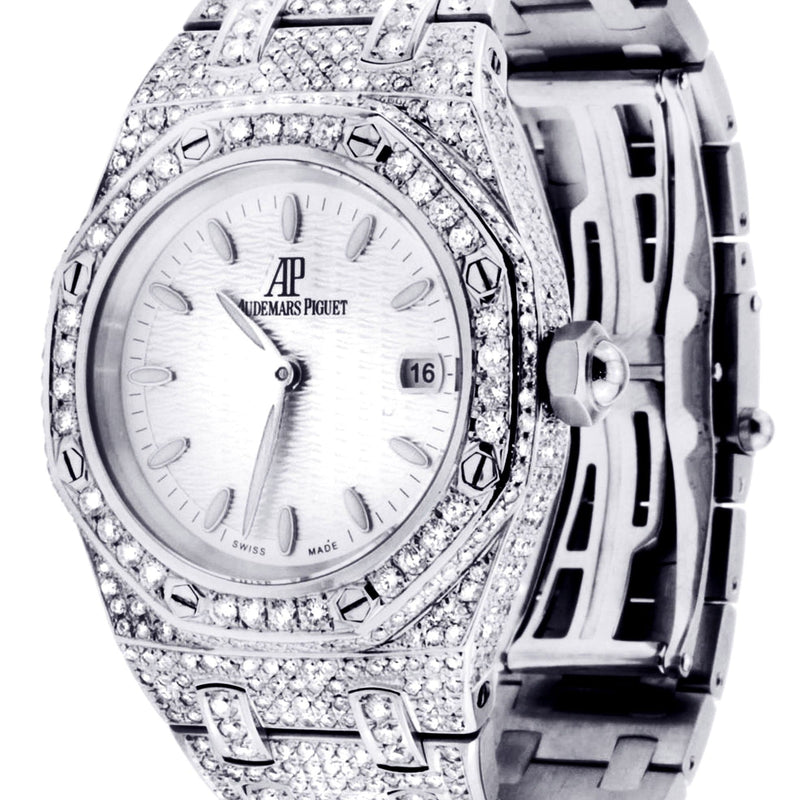 Diamond Audemars Piguet Royal Oak Watch For Women | Stainless Steel | 33 Mm