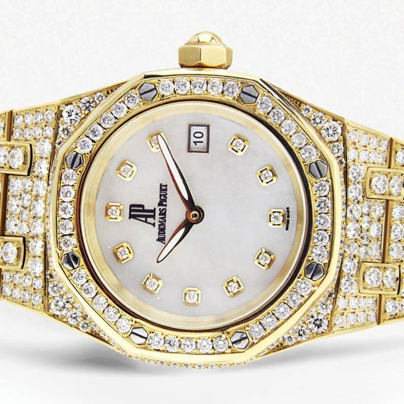 Diamond Audemars Piguet Royal Oak Watch For Women | 18K Yellow Gold | 33 Mm