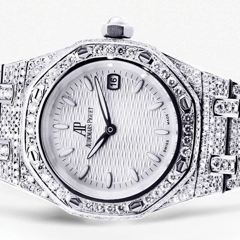 Diamond Audemars Piguet Royal Oak Watch For Women | Stainless Steel | 33 Mm