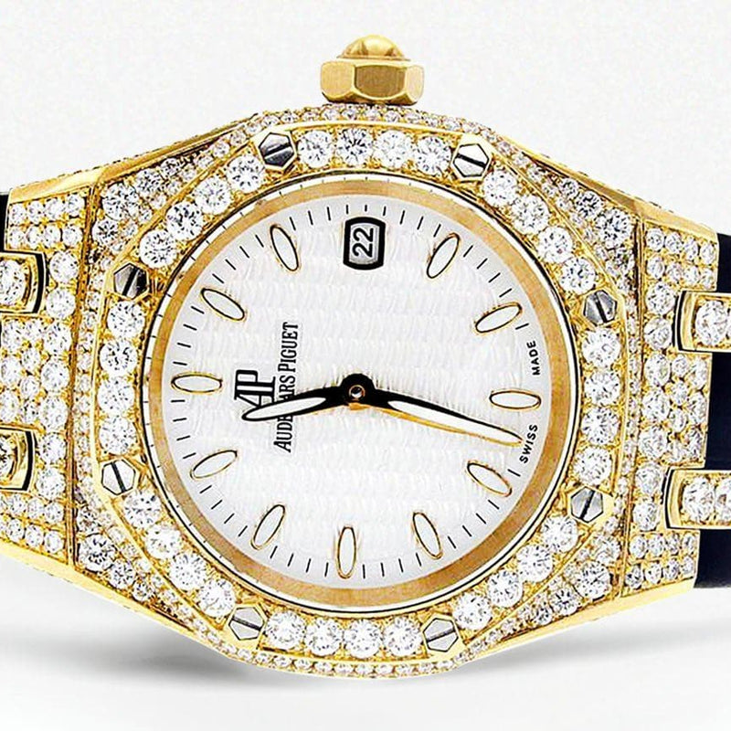 Diamond Audemars Piguet Royal Oak Watch For Women | 18K Yellow Gold | 33 Mm