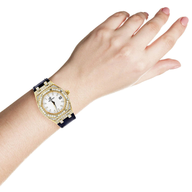 Diamond Audemars Piguet Royal Oak Watch For Women | 18K Yellow Gold | 33 Mm