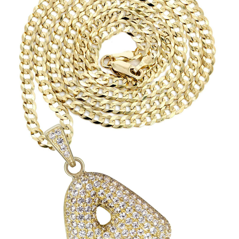 10K Yellow Gold Bubble Letter "A" CZ Necklace | Appx. 13.9 Grams