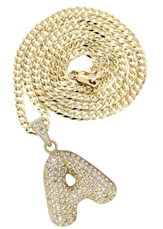 10K Yellow Gold Bubble Letter 