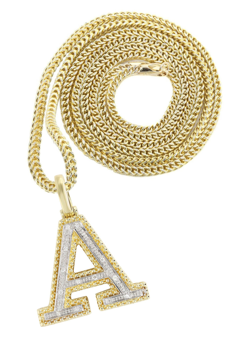 Diamond 10K Yellow Gold Letter "A" Necklace | Appx. 14 Grams