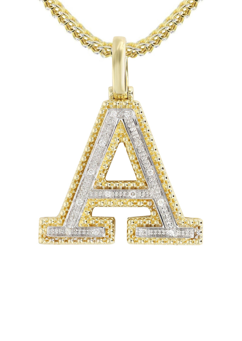 Diamond 10K Yellow Gold Letter "A" Necklace | Appx. 14 Grams