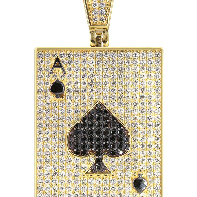 Diamond Ace of Spades Pendant | 5.40 Carats of Diamonds | Yellow Gold | 2.5 Inches