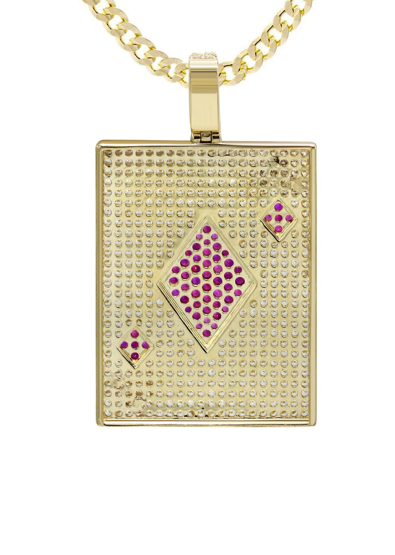 10K Yellow Gold Ace Of Spades Necklace | Appx. 24 Grams