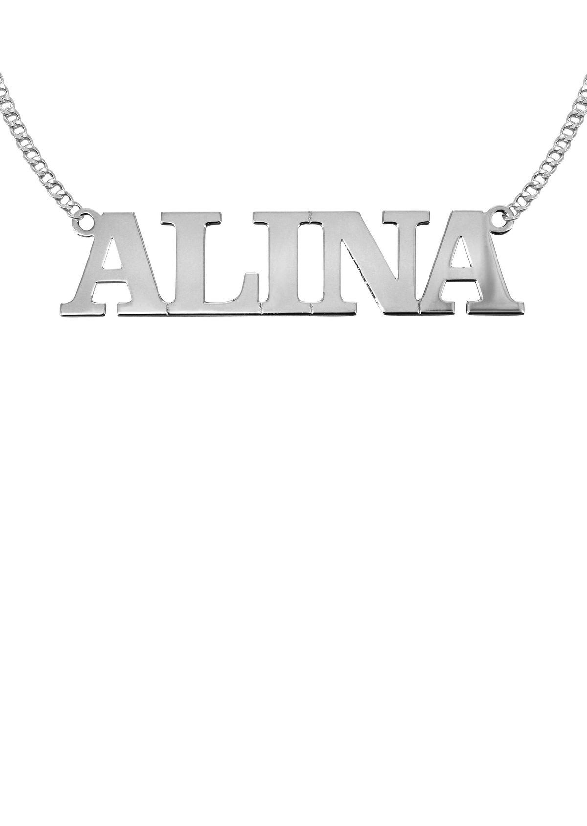14K White Gold Name Plate Necklace | Style #81