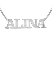 14K White Gold Name Plate Necklace | Style #81