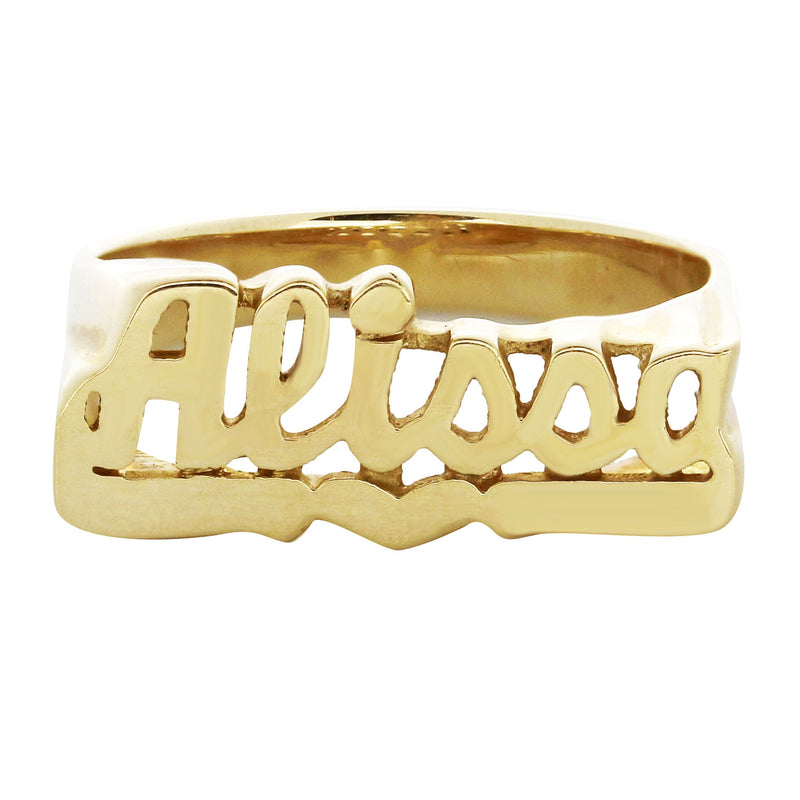 14K Heart Script Gold Name Ring | Appx. 4 Grams