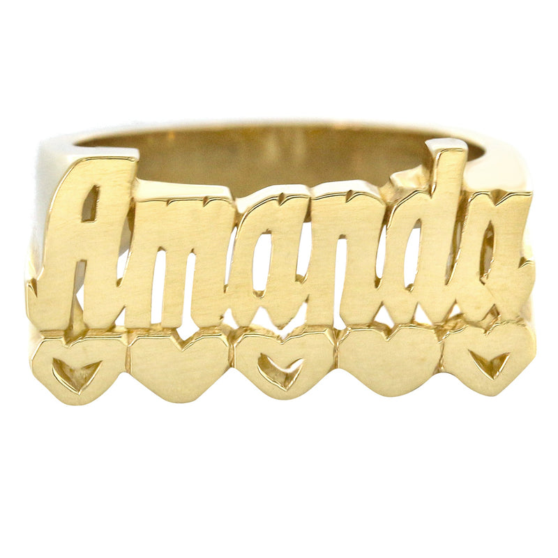 14K Script Hearts Gold Name Ring | Appx. 6 Grams