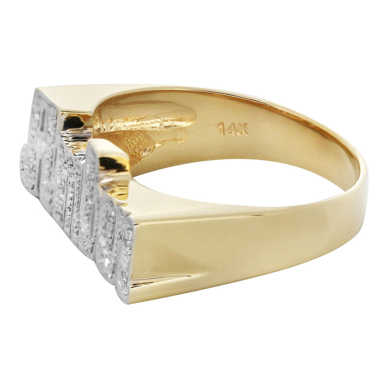 14K Two Tone Diamond Cut With Diamonds Gold Name Ring | Appx. 4.2 Grams