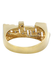 14K Two Tone Diamond Cut With Diamonds Gold Name Ring | Appx. 4.2 Grams