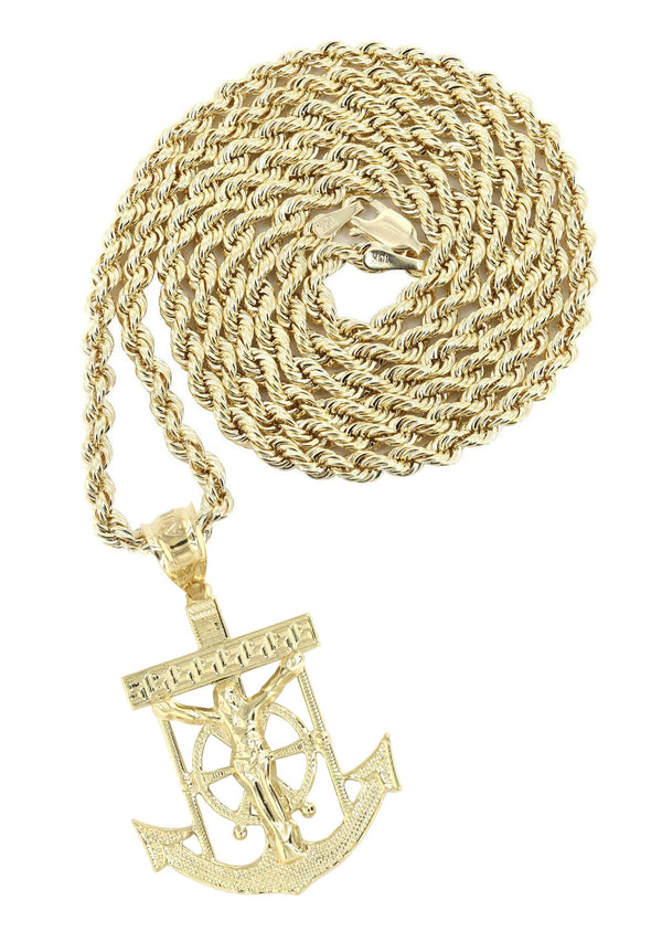 10K Yellow Gold Jesus Anchor Necklace | Appx. 12.6 Grams